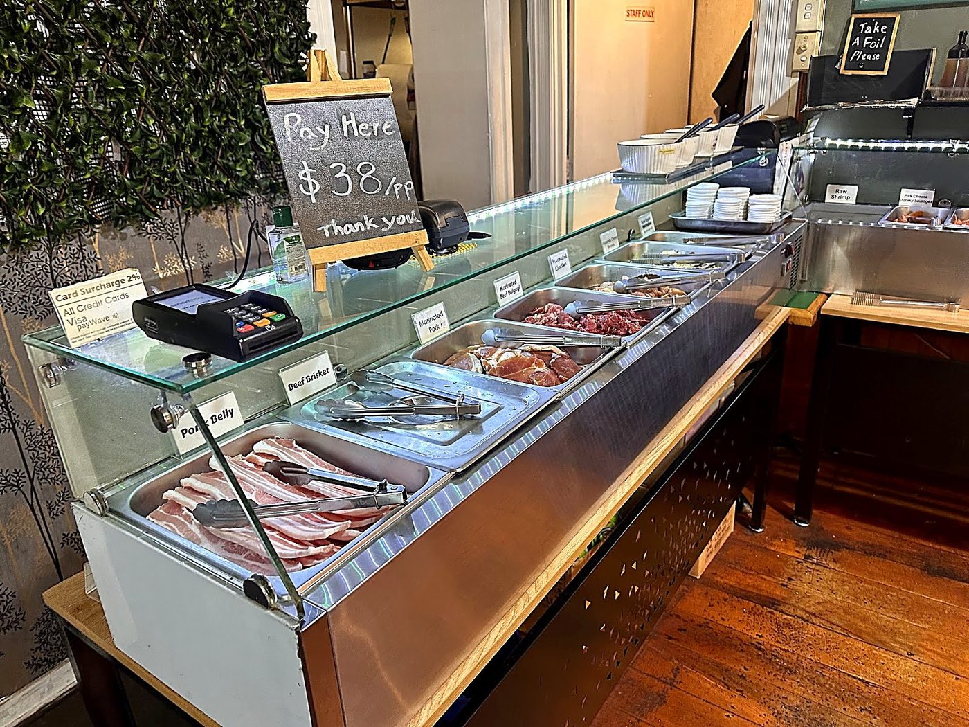 Mukbang Korean BBQ buffet sizzling beef short ribs and hotpot on Queen Street Auckland