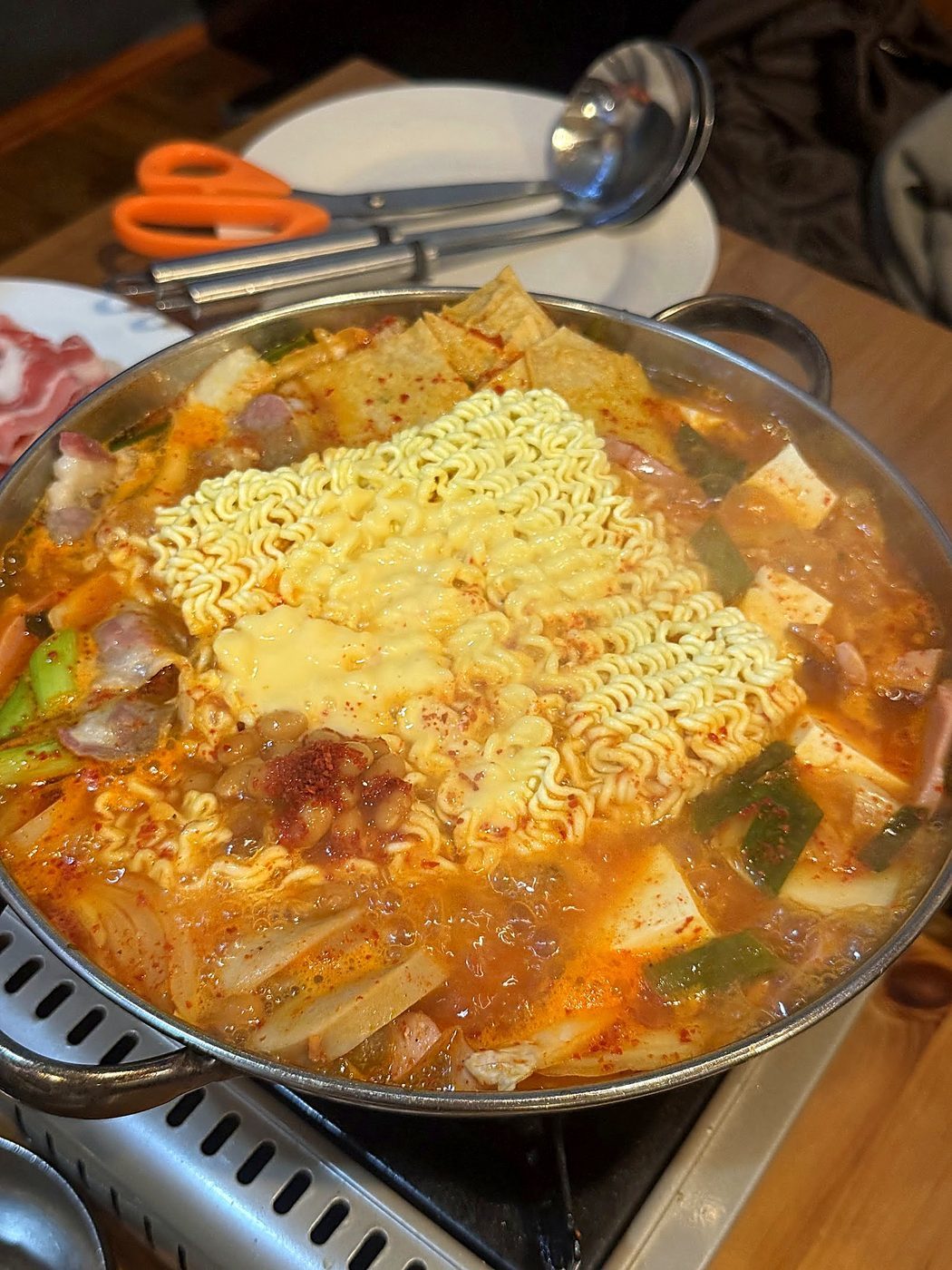 Rich Army Stew (Budae Jjigae) with Ramen Noodles